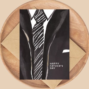 Tarjeta de felicitación para el Día del Padre / Tarjetas para papá / Tarjetas para abuelo / Tarjeta para caballero con traje de corbata / Tarjeta para evento formal / Tarjeta hecha a mano / Tarjeta en blanco