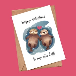 Niedliche Seeotter-Liebes-Valentinstag-Gruß-Karte Süße Jahrestags-Karte für Partner Niedliche Tierliebhaber-Geschenk-handgemachte leere Karte