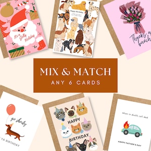Lot de cartes à agencer et à agencer - Cartes d'anniversaire, de la Saint-Valentin, pour la Fête des Mères et des Pères, Remerciements | Lot de 6 médiators personnalisés | Lot de remise en gros