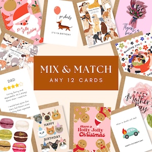 Lot de cartes à agencer et à agencer : cartes d'anniversaire, de la Saint-Valentin, de la Fête des Mères et des Pères, pour l'occasion de remerciement | Lot de 12 médiators personnalisés | Lot de remise en gros