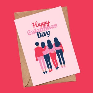 Cute Galentine Girl Love Valentines Day Greeting Card | Card for Partner or Husband or Wife or Girlfriend or Boyfriend | Handmade Blank Card
