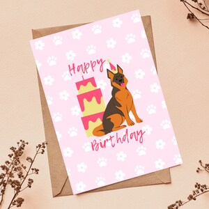 Cartão de aniversário de cachorro fofo | Cartão para amante de cachorro | Cartão para mãe de cachorro | Cartão para cães pastores alemães | Cartões de felicitações fofos | Cartão feito à mão | Cartão em branco