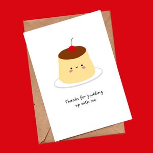 Süße Lustige Pudding Valentinstag Grußkarte Sweet Food Lover Themed Jubiläumskarte für Partner Dessert Geschenk für handgemachte leere Karte