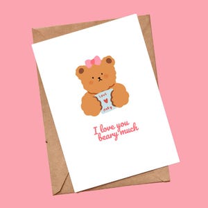 Benutzerdefinierte süße Teddy Liebe Valentinstag Grußkarte | Karte für Partner oder Mann oder Frau oder Freundin oder Freund | Handgemachte Karte