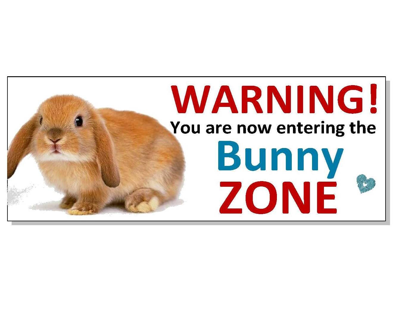 Warning Bunny Zone funny RABBIT SIGN Plaque Hutch run cage Etsy