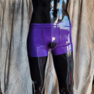 men&#39;s boxer with hole shortsmens latex underwear rubber latex panties for men