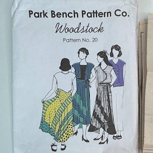 PARK BENCH Sewing Pattern No. 20 Woodstock Patchwork Skirt Vest Adjustable OS