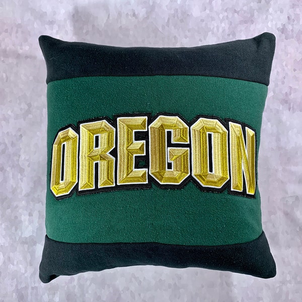 University in Oregon Recycled Sweatshirt Pillow, Grad Gift for Her, Man Cave Pillow, College Student Gift, College Acceptance