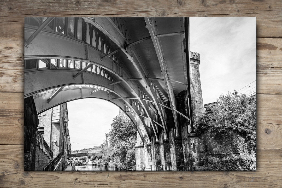 Canvas Picture Railway Bridge in Black and White Castlefield Manchester