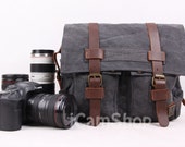 DSLR Camera Bag Canvas Messenger Bag Canvas Camera Bag Photography Bag Shoulder Bag Crossbody Bag In Dark Gray 2138K
