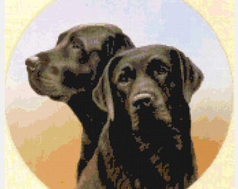 Chocolate Labs Cross Stitch Pattern
