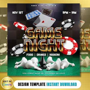 Editable Game Night Flyer Template | Canva Customizable Design for Events & Promotions | DIY Canva Template | Club Promotional Flyer