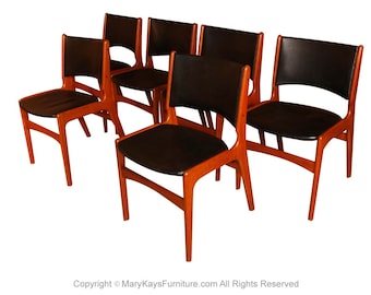 6 Mid Century Teak Dining Chairs Model 89 Erik Buch for Povl Dinesen