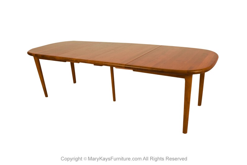Danish Teak Rounded Corners Extendable Rectangle Dining Table image 7