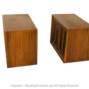 Pair Mid-Century Walnut Chrome Lane Cabinets Nightstands image 7