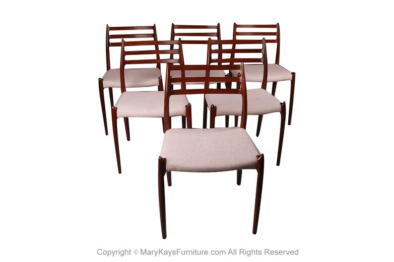Mid Century Niels Otto Moller Model 78 Rosewood Dining Chairs set of 6 image 5