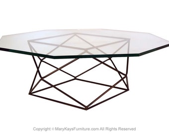 Milo Baughman for Directional Geometric Bronze Glass Coffee Table