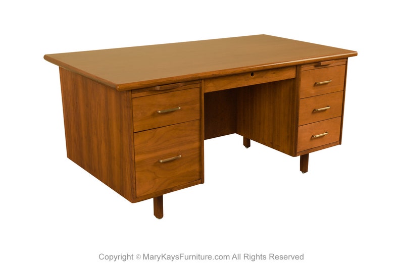 Mid-Century Walnut Large Executive Desk image 1