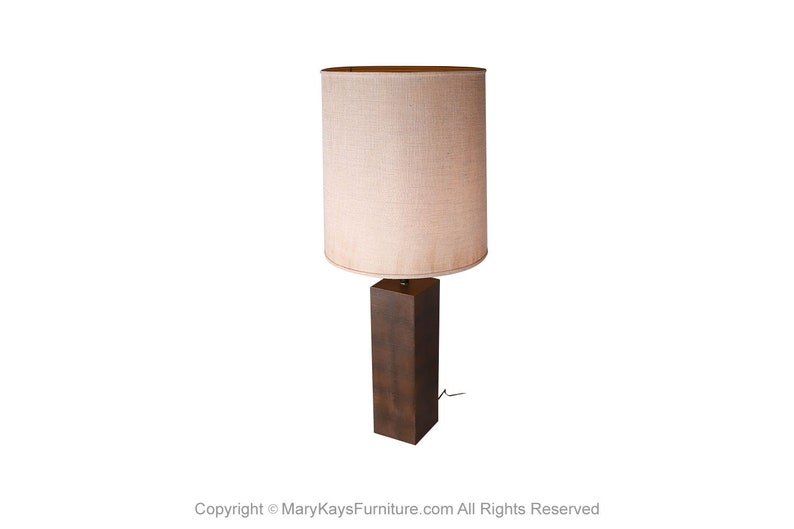 Mid Century Modern Large Block Table Lamp Milo Baughman Style image 3