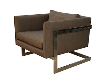 Mid Century Milo Baughman Thayer Coggin Chrome T Back Lounge Chair
