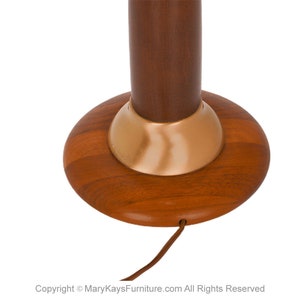 1960s Mid Century Modern Walnut and Brass Table Lamp image 5