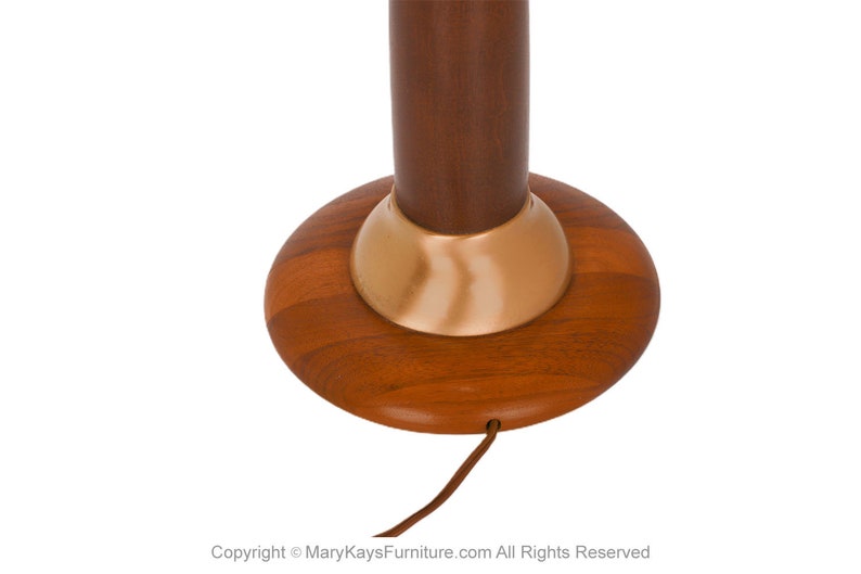 1960s Mid Century Modern Walnut and Brass Table Lamp image 5