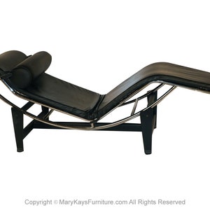 Mid Century Le Corbusier LC4 Style Leather Chaise Lounge Daybed image 4