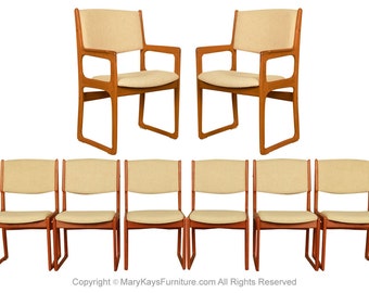 8 Mid-Century Modern Sculpted Teak Chairs Benny Linden