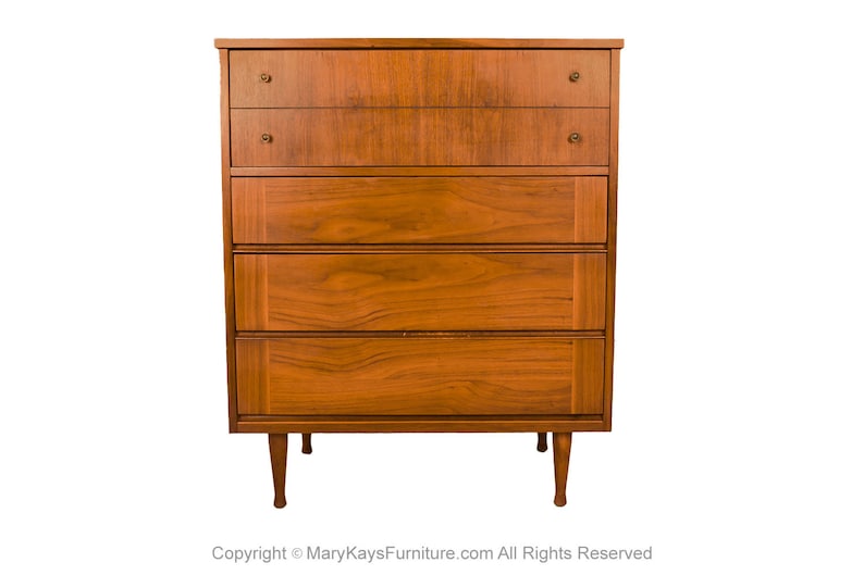 Mid-Century Modern Tall Walnut Dresser image 1