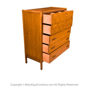 Mid-Century Walnut Weave Pattern Tall Dresser image 4