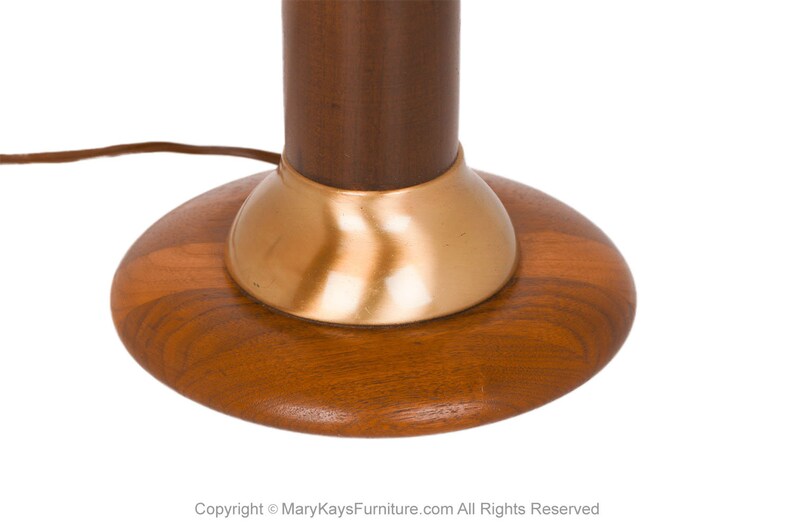 1960s Mid Century Modern Walnut and Brass Table Lamp image 2