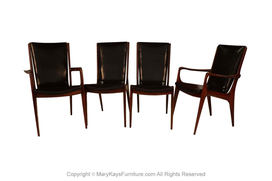 Mid Century Vladimir Kagan Sculpted Sling Dining Chairs Model VK 101 and VK  101A