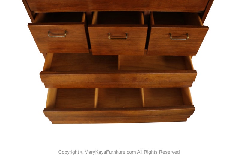 Mid Century American of Martinsville High Boy Walnut Dresser Chest image 3