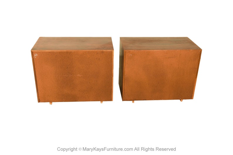 Pair Mid-Century Walnut Chrome Lane Cabinets Nightstands image 6