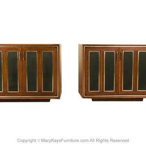 Pair Mid-Century Walnut Chrome Lane Cabinets Nightstands image 1