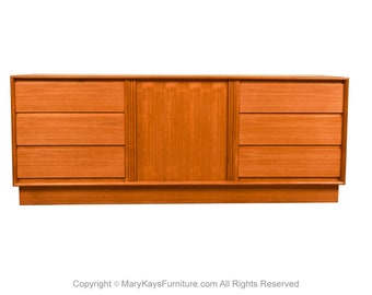 Mid-Century Danish Teak Tambour Door Dresser