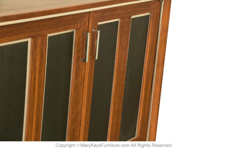 Pair Mid-Century Walnut Chrome Lane Cabinets Nightstands image 9