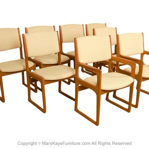 8 Mid-Century Modern Sculpted Teak Chairs Benny Linden image 6