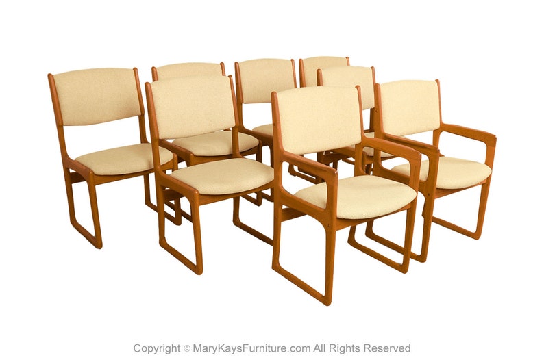 8 Mid-Century Modern Sculpted Teak Chairs Benny Linden image 6