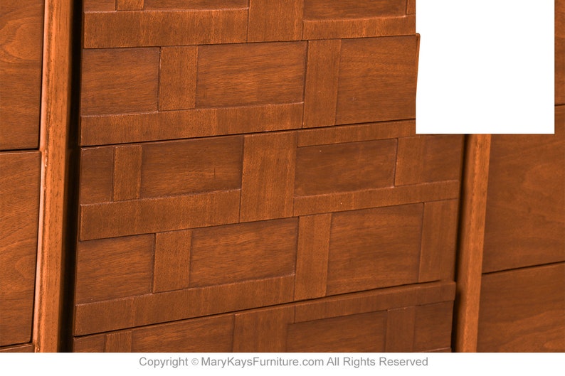 Mid-Century Walnut Weave Pattern Long Dresser image 4