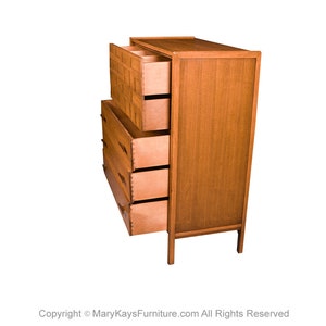 Mid-Century Walnut Weave Pattern Tall Dresser image 2