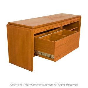 Mid-Century Teak File Cabinet Credenza Tambour Doors image 2