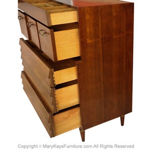 Mid Century American of Martinsville High Boy Walnut Dresser Chest image 4