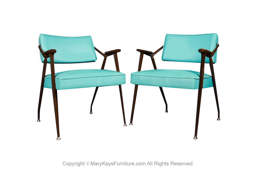 Mid Century Modern Blue Pair Armchairs Viko Baumritter 1959 USA - Etsy