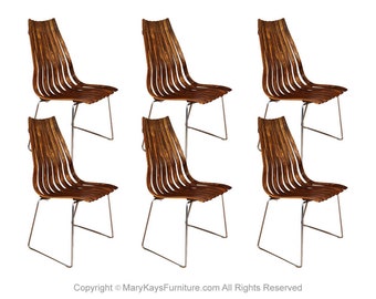 Norwegian Modern Hans Brattrud “Scandia” Rosewood Dining Chairs