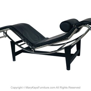 Mid Century Le Corbusier LC4 Style Leather Chaise Lounge Daybed image 2