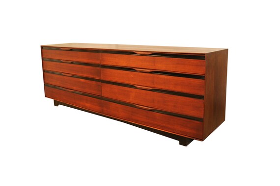 John Stuart Mid Century Long Walnut Dresser Etsy