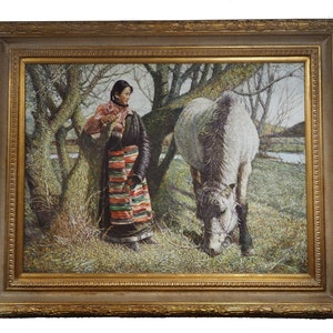 Oil Painting A Woman and her Horse image 1