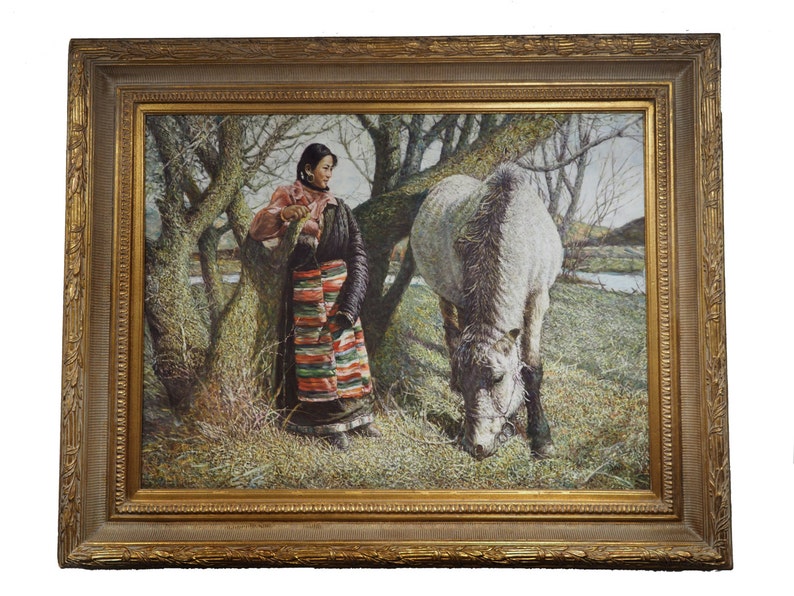 Oil Painting A Woman and her Horse image 1