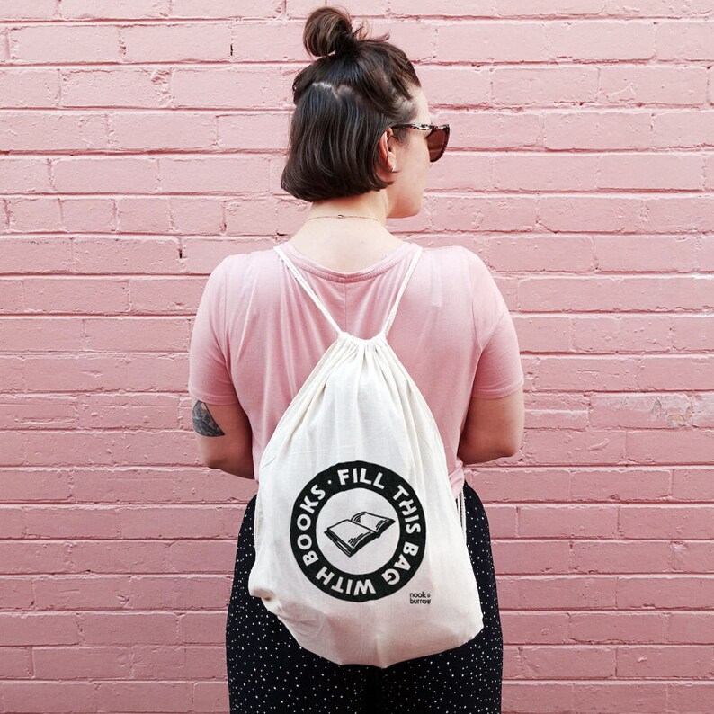 FILL This BAG With BOOKS Drawstring Library Bag Etsy